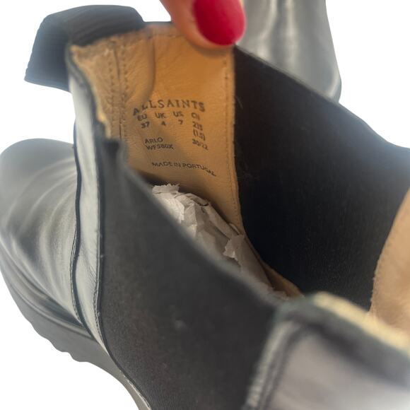 All Saints Arlo Chelsea Lug Sole Chunky Platform Ankle Boots Booties Black Sz 7 - Picture 5 of 8